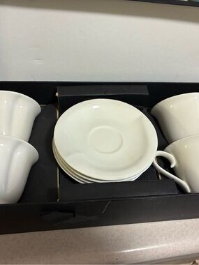 White Porcelain Teacup and Saucer Set